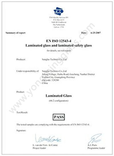 Certificate EN ISO 12543-4