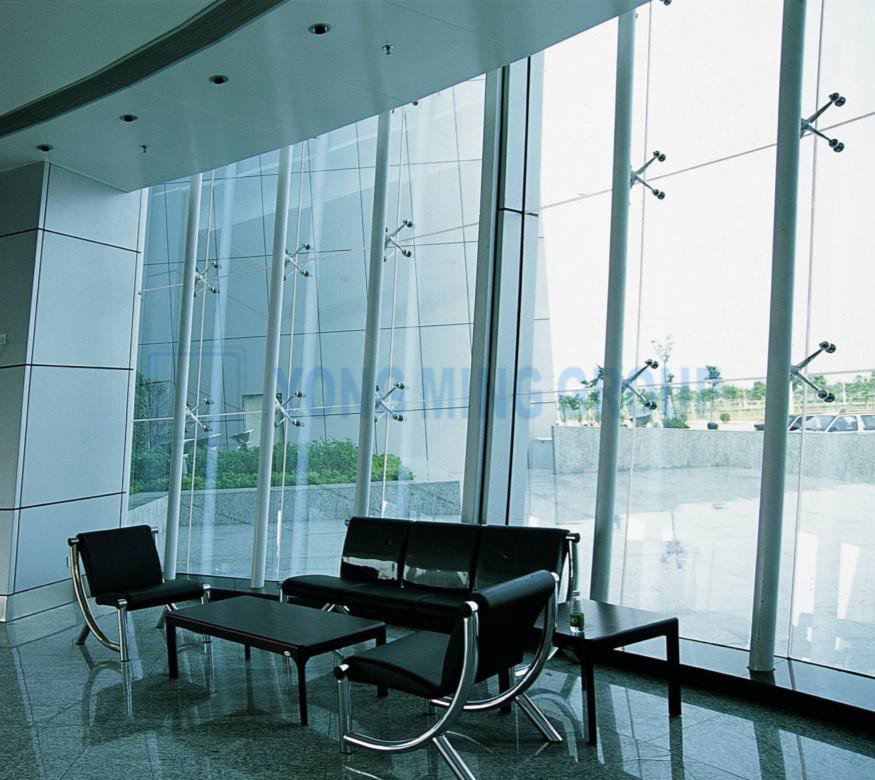 Steel beam column structure point-fixed glass curtain wall